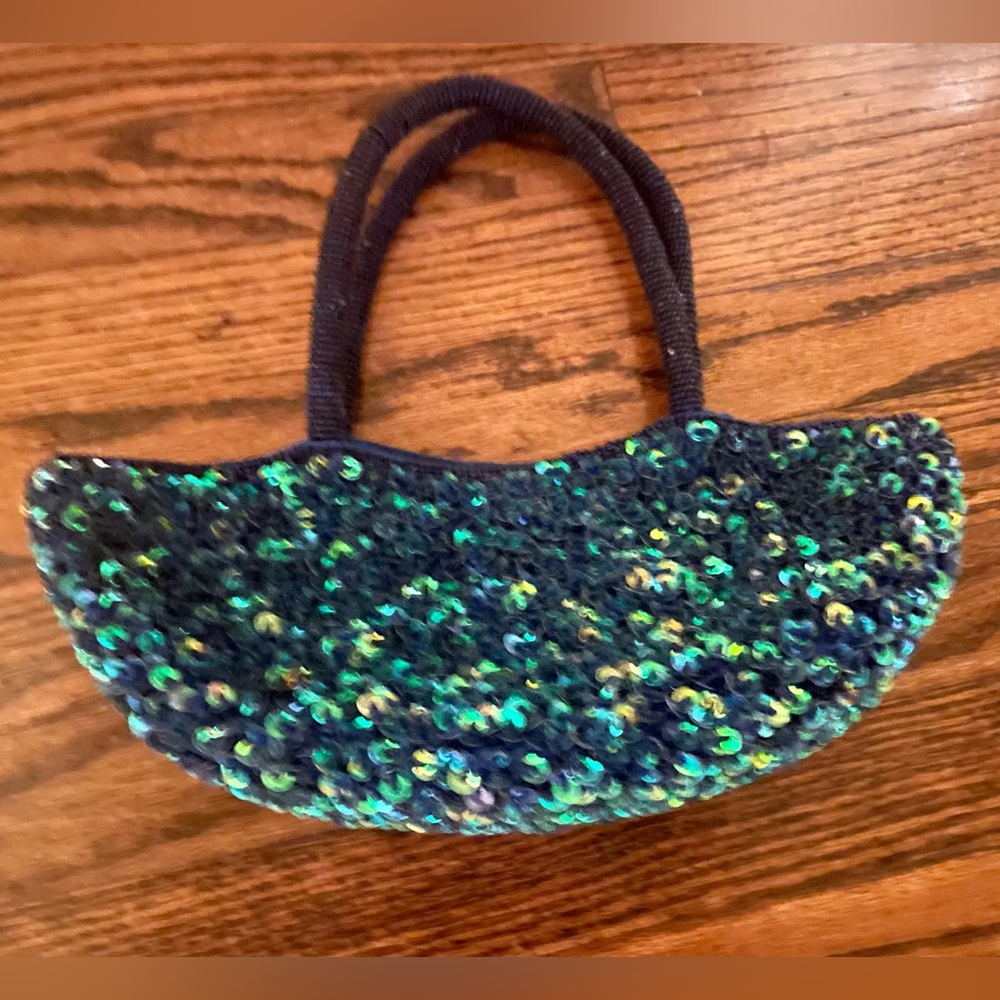 Sparkly Handbag in turquoise, originally imported from Bali.